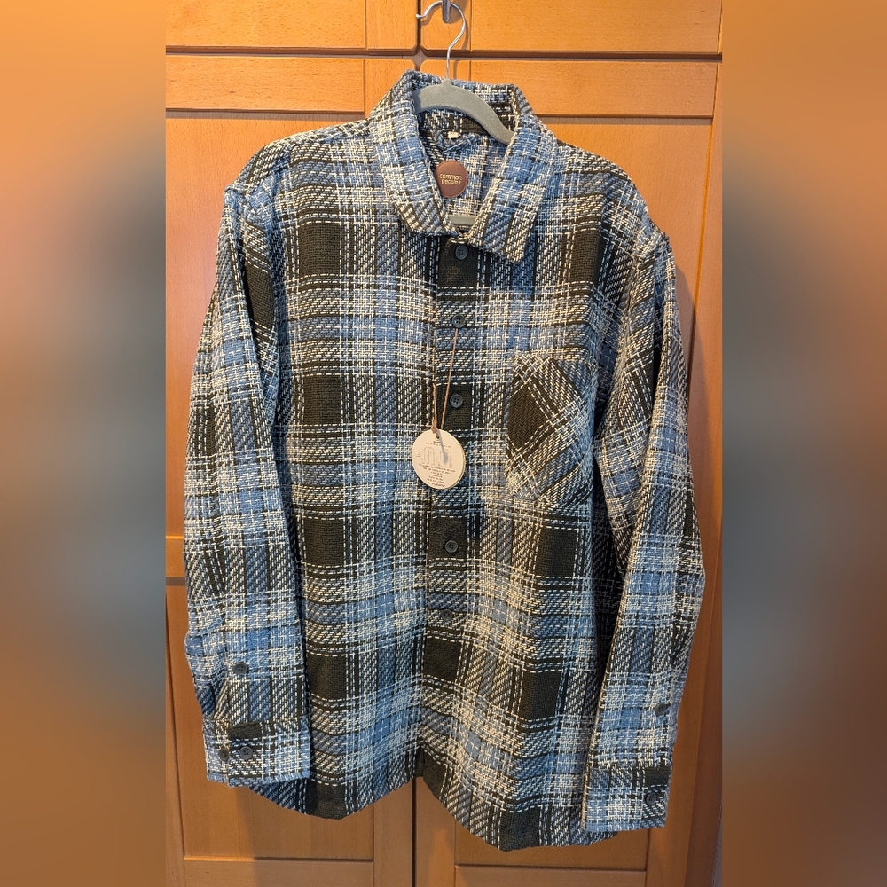 Common People Granby Blue and Black Knit Long-Sleeve Shirt